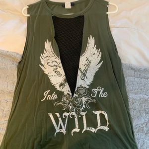Olive Graphic Tank